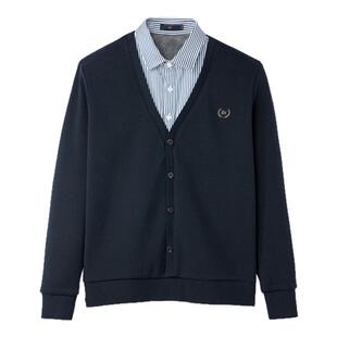 HLA/海澜之家假两件长袖针织衫2025冬季新款加绒远红外保暖上衣男