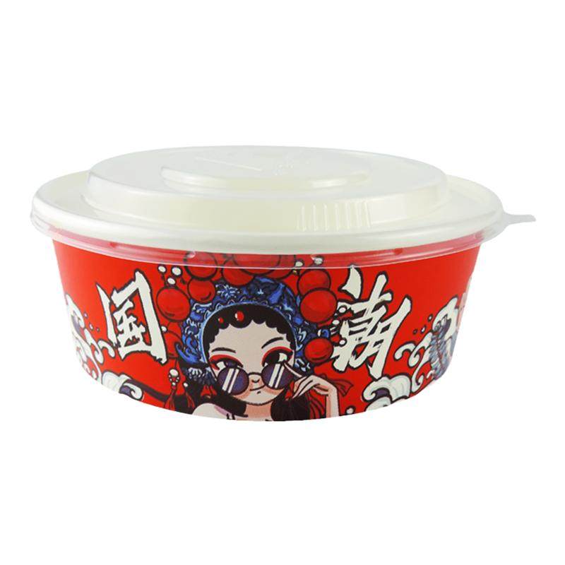 牛皮纸一次性碗圆形加厚富强带盖