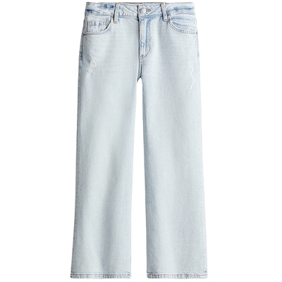 HM童装儿童女童牛仔裤冬季宽松版时尚复古微喇牛仔裤1231260