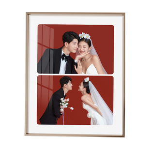 结婚照相框摆台定制两宫格打印洗情侣婚纱照相片放大制作相框纪念