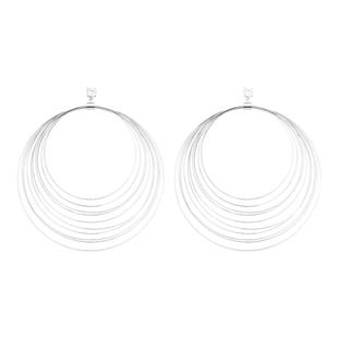 BLACKHEAD/黑头银色大型多层细环镶钻钛钢耳环欧美夸张大圈个性