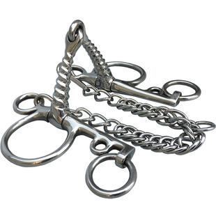 马具不锈钢螺旋马嚼子刹不住马用 烈马口衔铁 13.3cm Pelham Bit