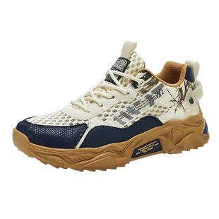 椰子男鞋夏季网面透气薄款软底耐磨跑步网鞋厚底增高运动休闲潮鞋