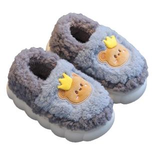 儿童棉拖鞋男宝包跟秋冬季2025新款男孩毛毛拖鞋小童男童棉鞋家居