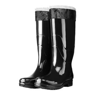 无网布高筒雨鞋纯黑无里布速干男女雨靴劳保胶鞋软底防滑耐磨水鞋