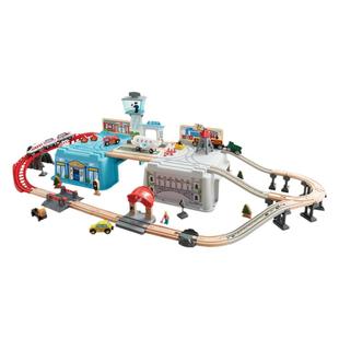 Hape火车轨道交运枢纽收纳套儿童益智玩具男孩女孩高铁动车小汽车