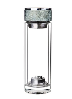 水宜生一键速开纯钛水晶玻璃茶杯