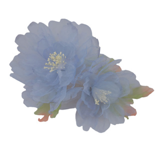 唐制汉服发饰蓝色花朵发夹烫花国风头花头饰2025新款古风配饰成人