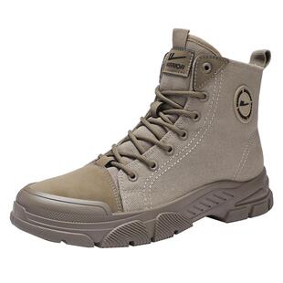 回力马丁靴男款秋季户外登山防滑工作干活劳保复古工装帆布高帮鞋