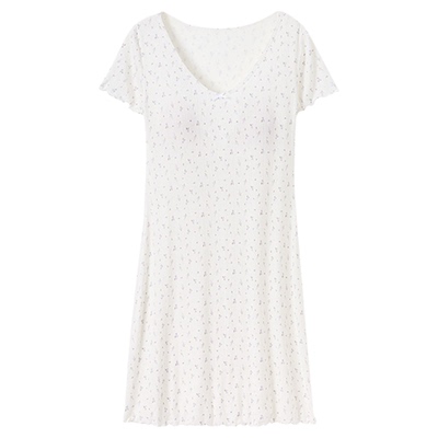 ubrasV领短袖睡裙透气春夏新款