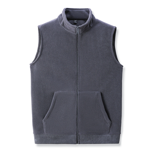 加绒加厚摇粒绒马甲男款冬季百搭无袖背心纯色拉链外套立领颗粒绒