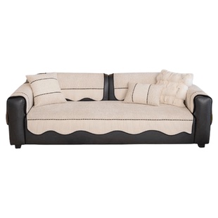 奶油风异形沙发垫高级感防猫抓坐垫子皮沙发专用防滑盖布四季通用