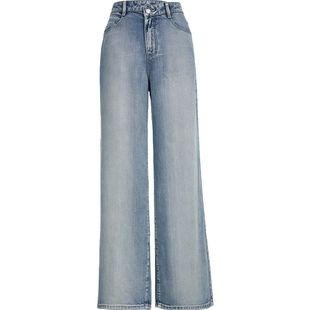 VeroModa牛仔裤女2025夏新款莱赛尔天丝复古直筒裤显瘦垂感阔腿裤