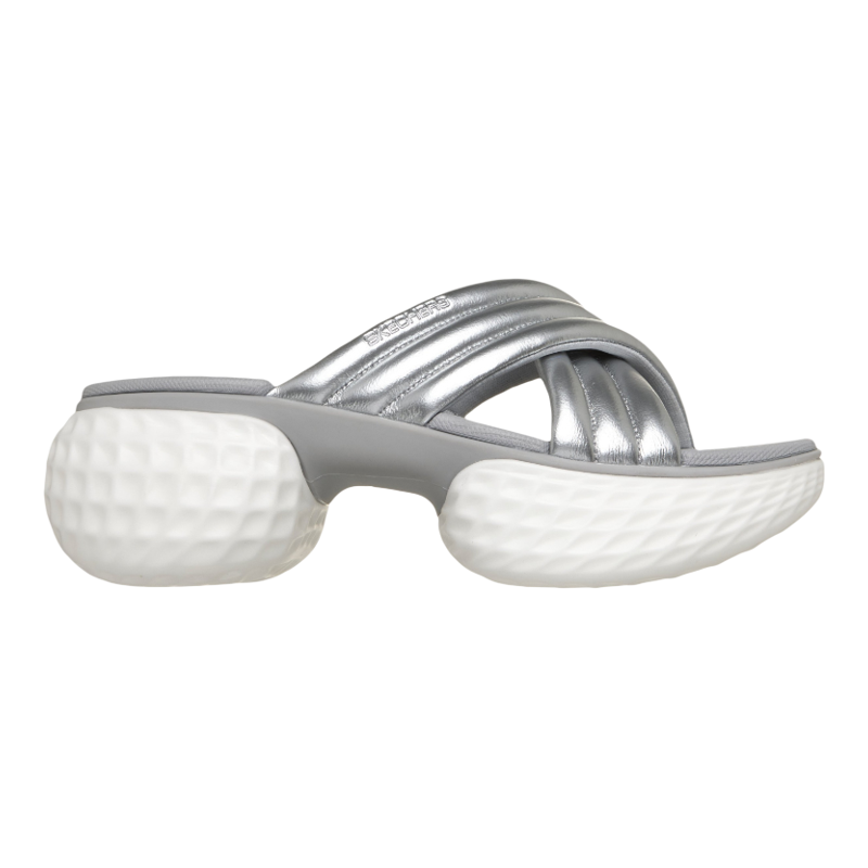 Skechers斯凯奇女鞋拖鞋交叉带凉鞋缓震金属配色夏季增高鞋轻便