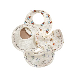 婴儿纯棉纱布围嘴宝宝新生儿口水巾防吐奶垫月秋冬围兜加厚加大