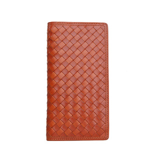 蓝皮具男士真皮钱包长款纯手工编织牛皮票夹女士超薄手拿手机钱包