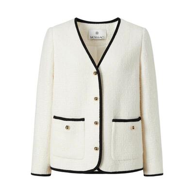 摩萨克撞色饰边粗花呢外套