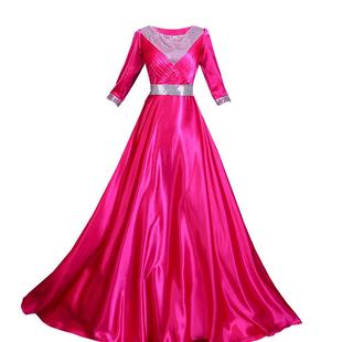 女士修身合唱服长裙舞台合唱团演出服唱歌服装七一红歌合唱演出服