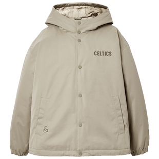 杰克琼斯男装秋冬羽绒服2025年新款NBA联名连帽字母图案款外套