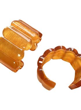 手镯戒指套装树脂复古开口手镯