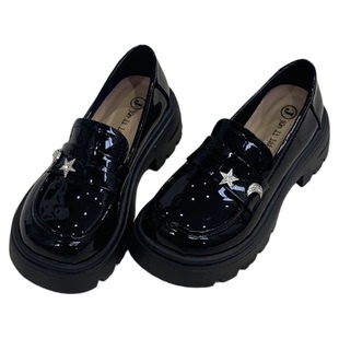 小皮鞋2025新款高级感百搭星星与月亮气质jk单鞋配裙子厚底乐福鞋