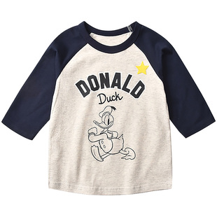 出口日本卡通男童宝宝纯棉中袖七分袖T恤大儿童装外贸春夏上衣薄3