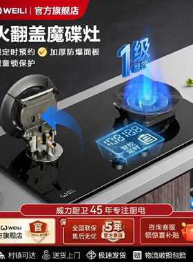 威力翻盖双灶魔碟燃气灶猛火双灶家用厨房液化气天然气台式嵌入式