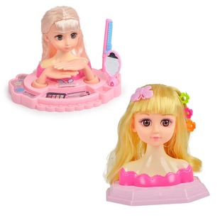 化妆娃娃可梳头发女孩玩具假美发套装长发公主儿童扎模型生日礼物