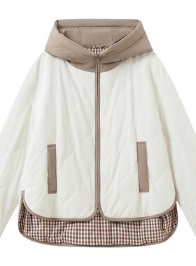 播冬季通勤休闲短款棉服女撞色外套BDS4PD3837