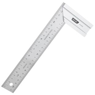 得力直角尺铝合金木工90度角尺不锈钢宽座加厚拐尺铝座三角尺测量