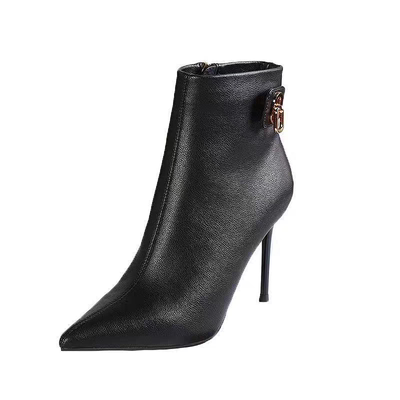 短靴高跟鞋女尖头细跟