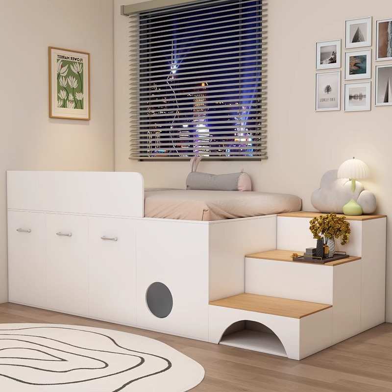 小户型高箱床省空间床桌一体套装组合卧室半高床多功能儿童床储物