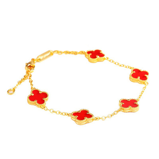 沙金四叶花边五花红色手链久不掉色时尚轻奢高级感波点手串手饰品