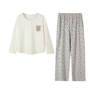 可人儿睡衣女春秋长袖爆款2025新款宽松可外穿圆领薄款家居服套装