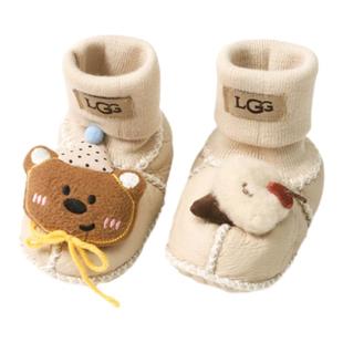 婴儿鞋子冬季宝宝加厚步前鞋新生儿外出防滑鞋袜女宝卡通保暖棉鞋