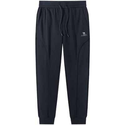 骆驼男装针织卫裤男弹力新款春秋棉感亲肤宽松休闲运动束脚长裤子