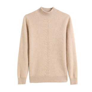 清河纯半高领山羊绒衫女秋冬加厚保暖套头毛衣宽松显瘦针织打底衫