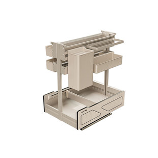 酷太厨房拉篮橱柜百纳阁调料篮双层抽屉式内置收纳碗碟调味品架子