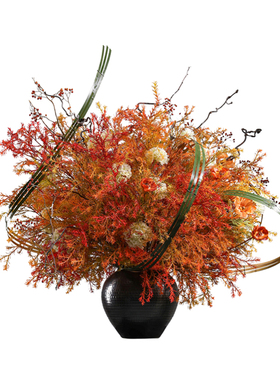 鲲屿新中式仿真岛台花艺摆件