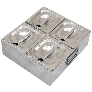 1/6不锈钢份数盆双排奶茶店果酱分格调料盒架6格子支架8