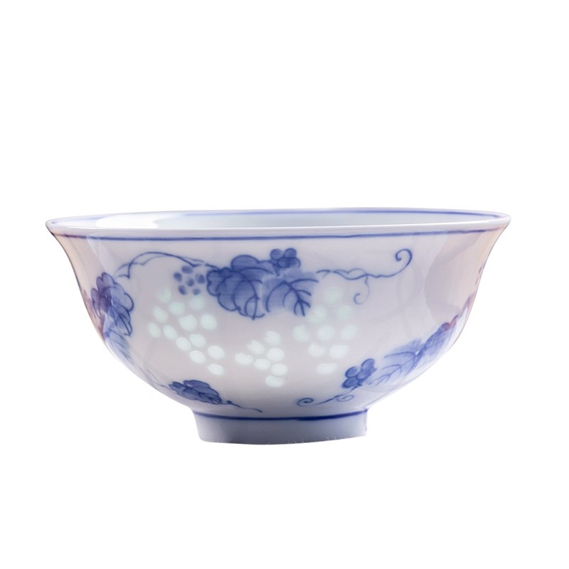 正宗景德镇高温釉下彩青花玲珑家用饭碗大汤碗无铅无镉微波炉适用