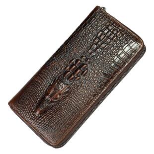 男士长款钱包真皮鳄鱼纹商务多卡位手拿包头层牛皮钱夹