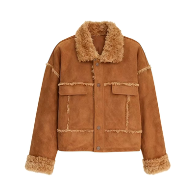麂皮绒羊羔毛外套女冬季