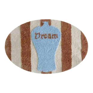 DDD法式轻奢花朵地毯复古棕色植绒床边毯客厅沙发椭圆簇绒地垫ins