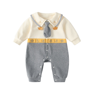 男宝周岁服春季婴儿连体衣2026春装新款小月龄宝宝外出服开春衣服