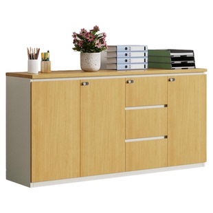 文件柜矮柜木质免拉手带锁抽屉资料柜储物柜茶水柜办公室落地柜