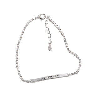 suzyacc kr重工纯银字母长牌盒仔链手链简约中性高级感百搭手饰