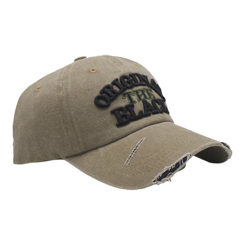春夏新款复古做旧字母刺绣棒球帽子男女破洞风遮阳美式街头鸭舌帽