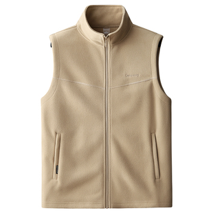 春秋加大码男士抓绒衣马甲大号宽松立领摇粒绒男户外开衫坎肩外套