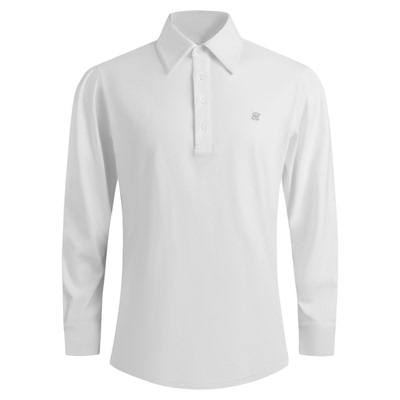 平圆方中八字领POLO衫长袖T恤男